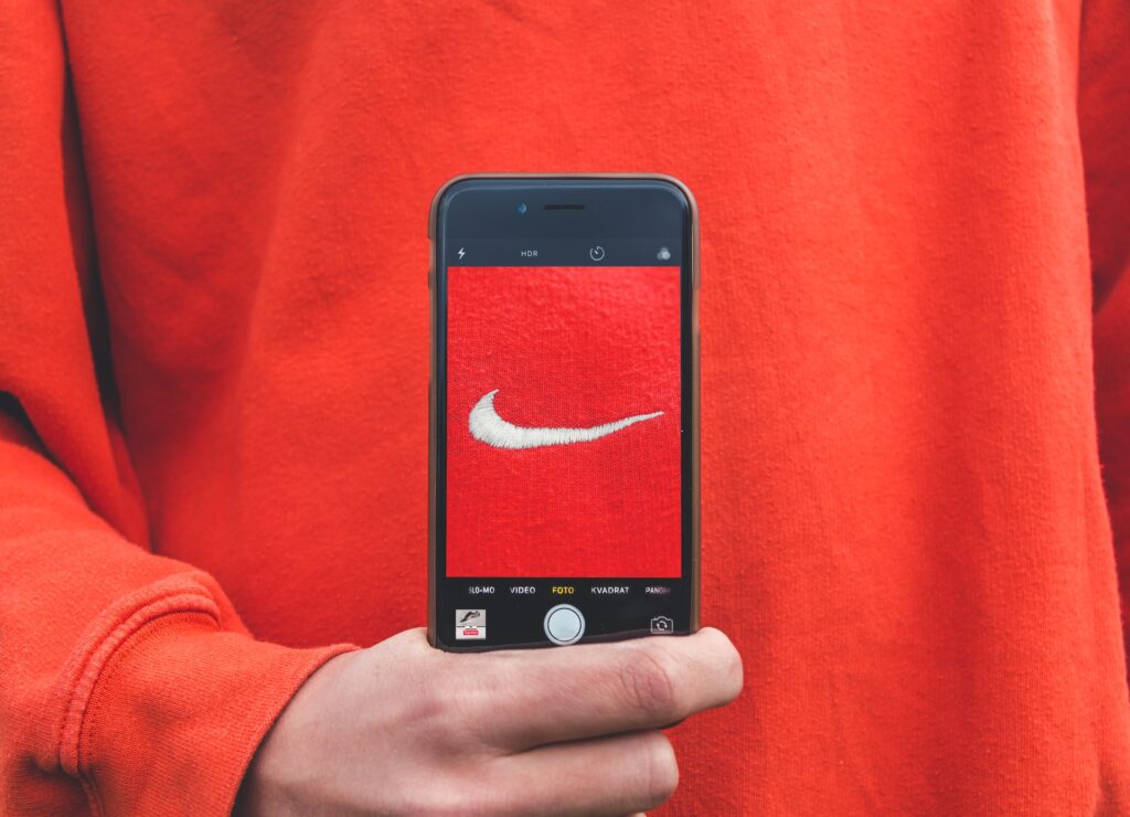 picture of nike logo on phone